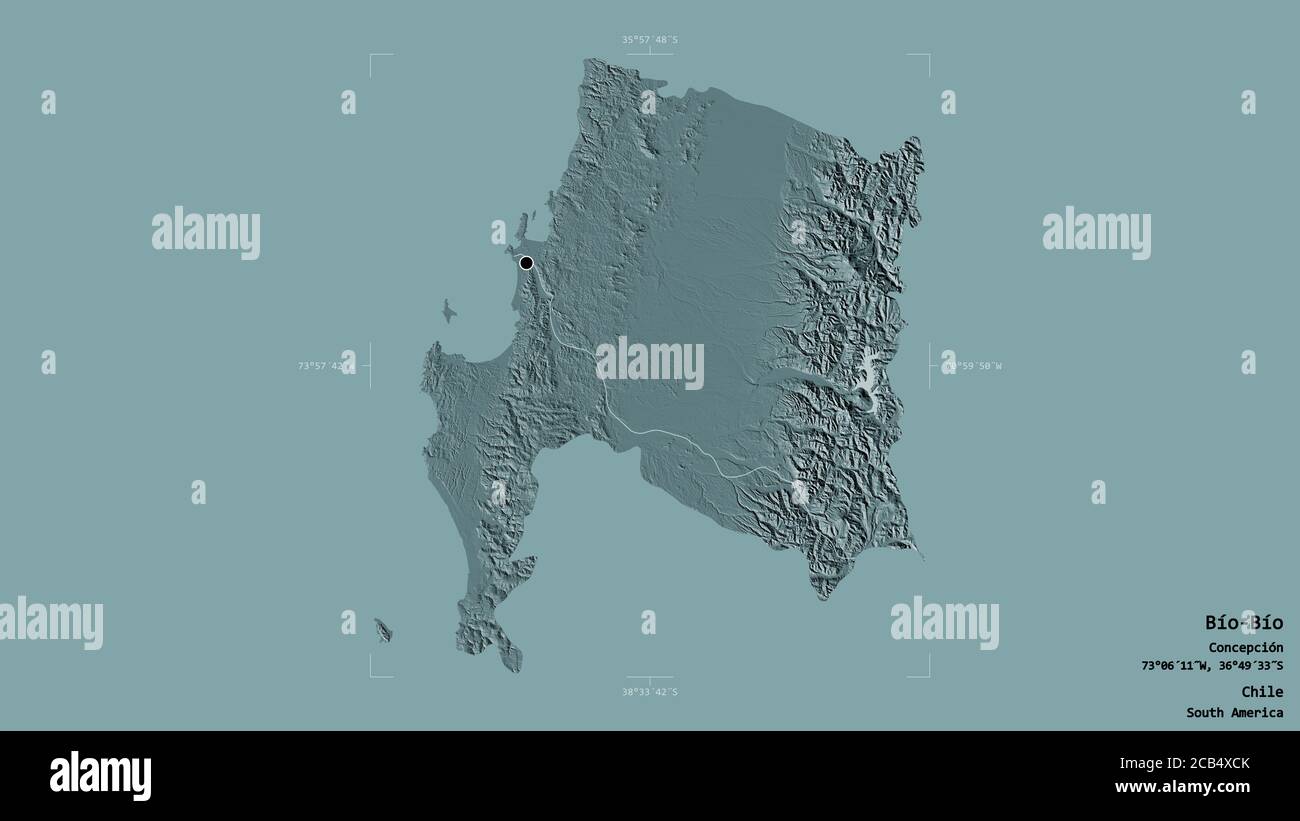Area of Bío-Bío, region of Chile, isolated on a solid background in a ...