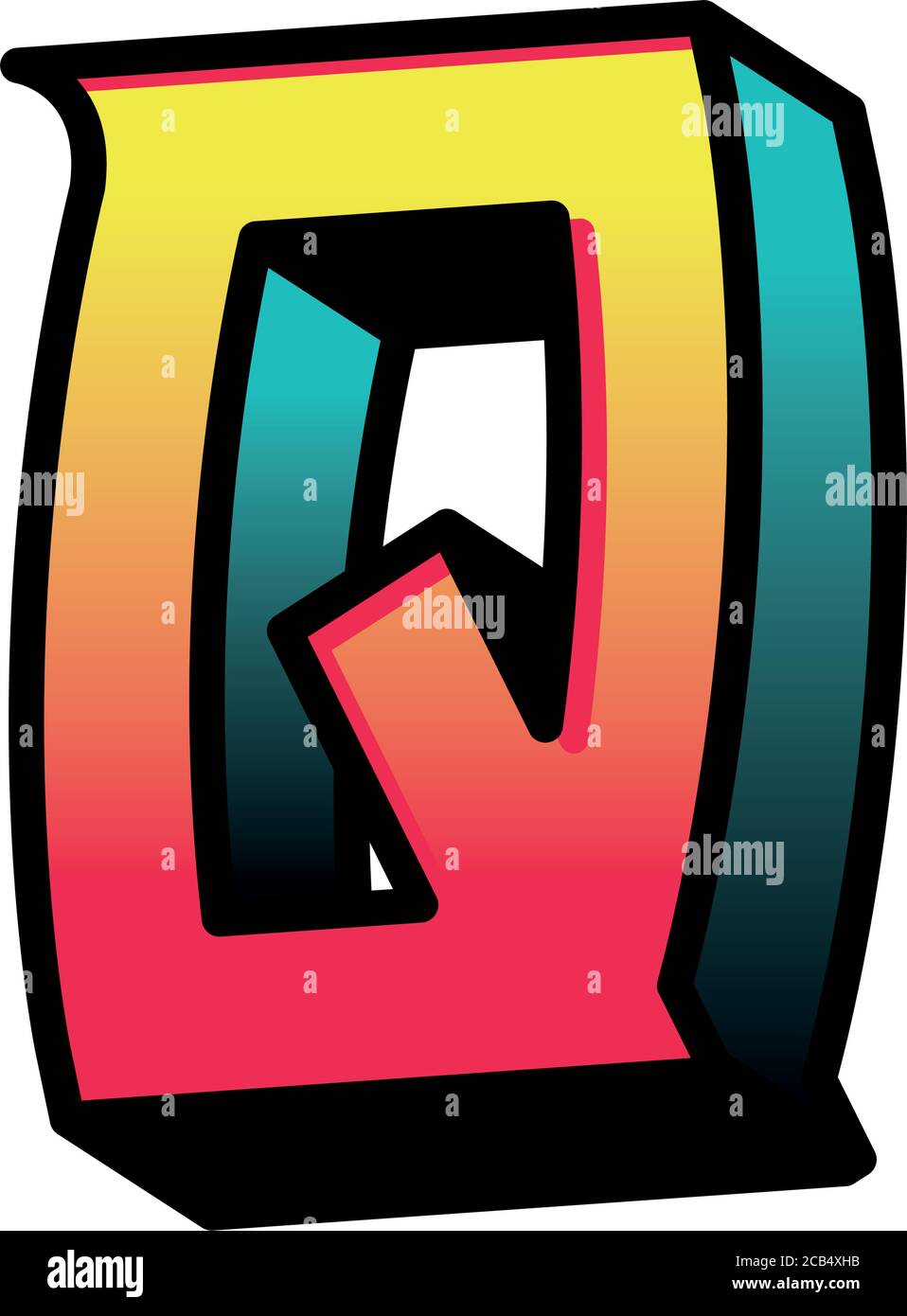 3d q letter design, lettering typography retro and comic theme Vector ...