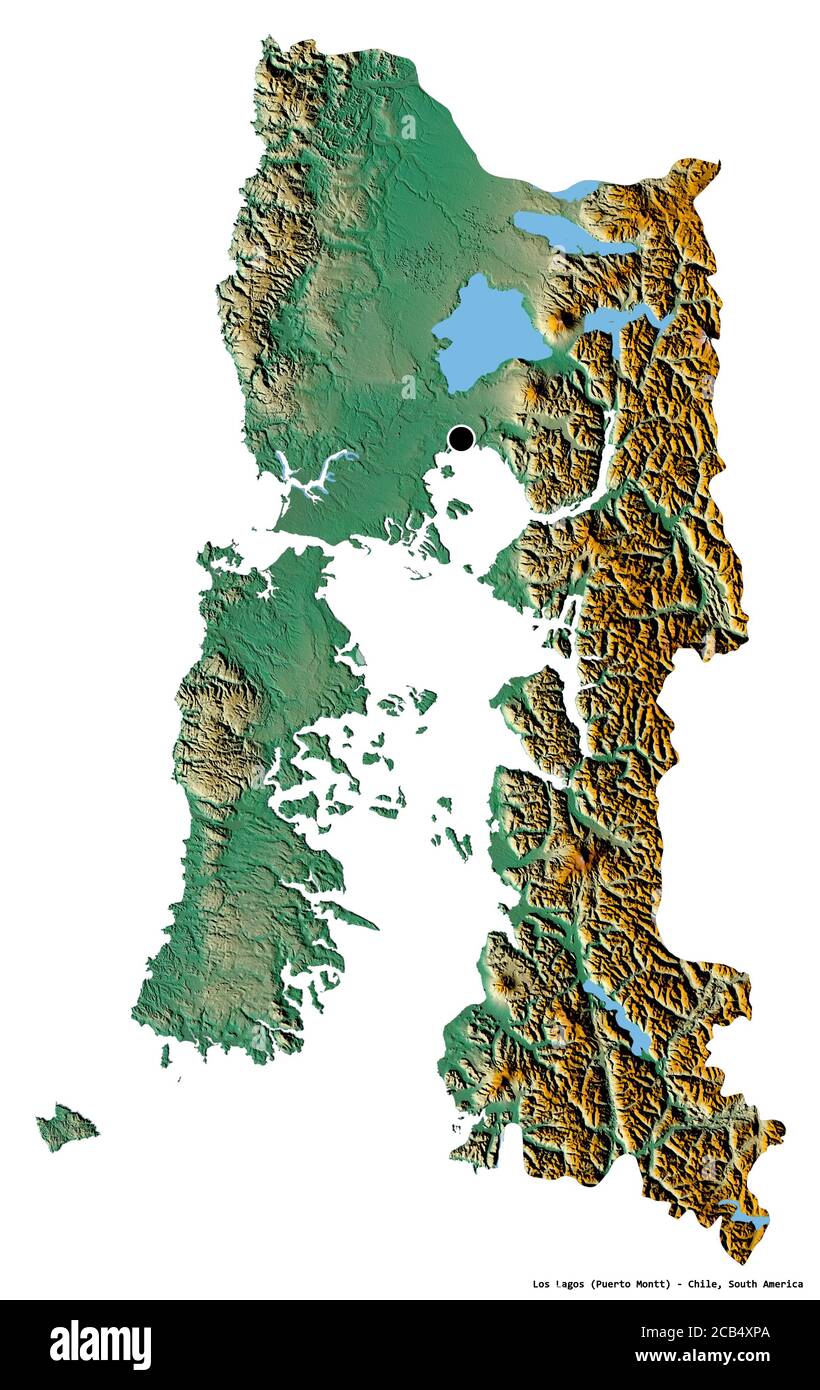 Los Lagos Chile Map Shape Of Los Lagos, Region Of Chile, With Its Capital Isolated On White  Background. Topographic Relief Map. 3D Rendering Stock Photo - Alamy