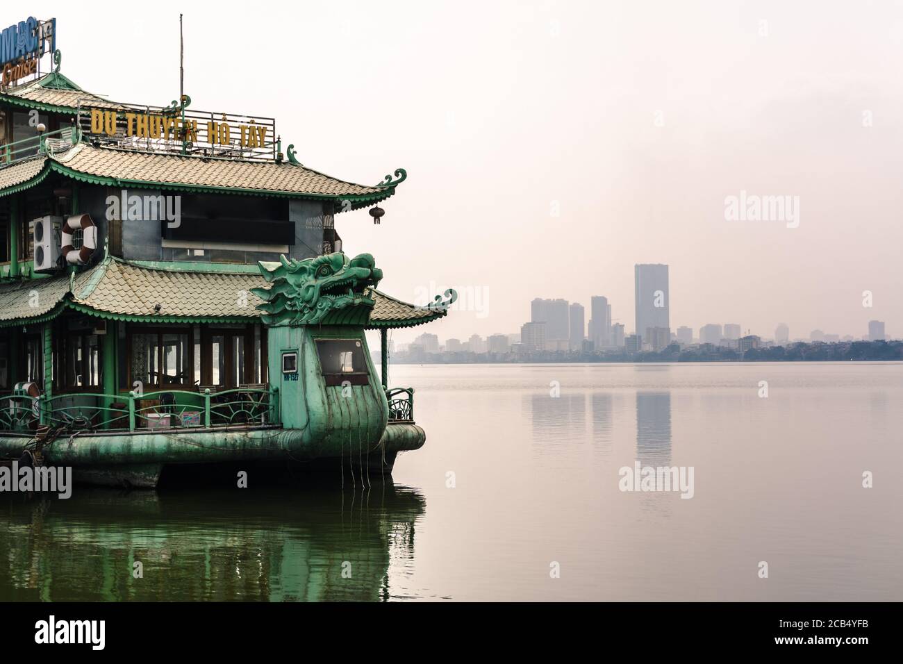 old chinese style barge, Hanoi, West Lake Stock Photo