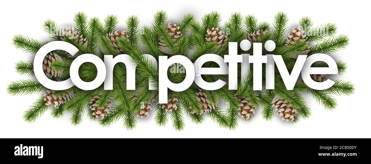 Competitive in christmas background - pine branchs Stock Photo