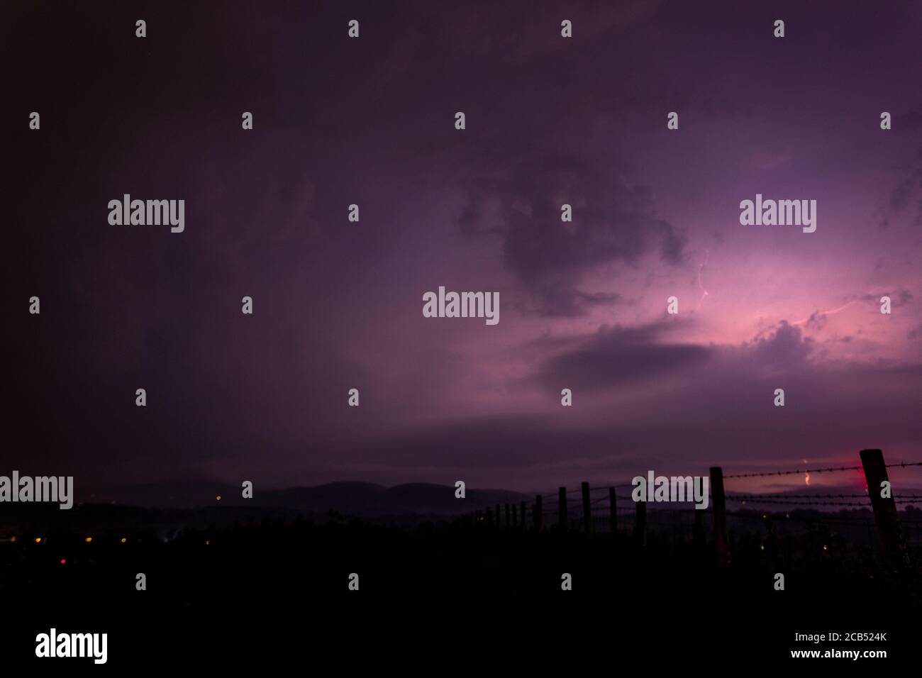 Flintshire, North Wales, 10th August 2020. UK Weather: Spectacular thunder and lightning over North Wales with flooding in areas through the night © DGDImages/AlamyLiveNews Stock Photo