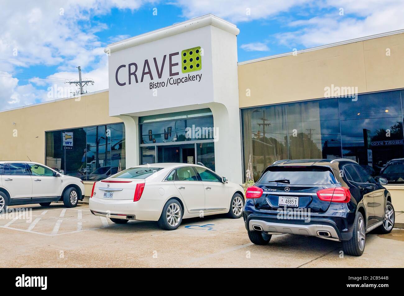 The exterior of Crave Bistro/Cupcakery is pictured, Aug. 12, 2016, in Cleveland, Mississippi. The bakery specializes in giant gourmet cupcakes. Stock Photo