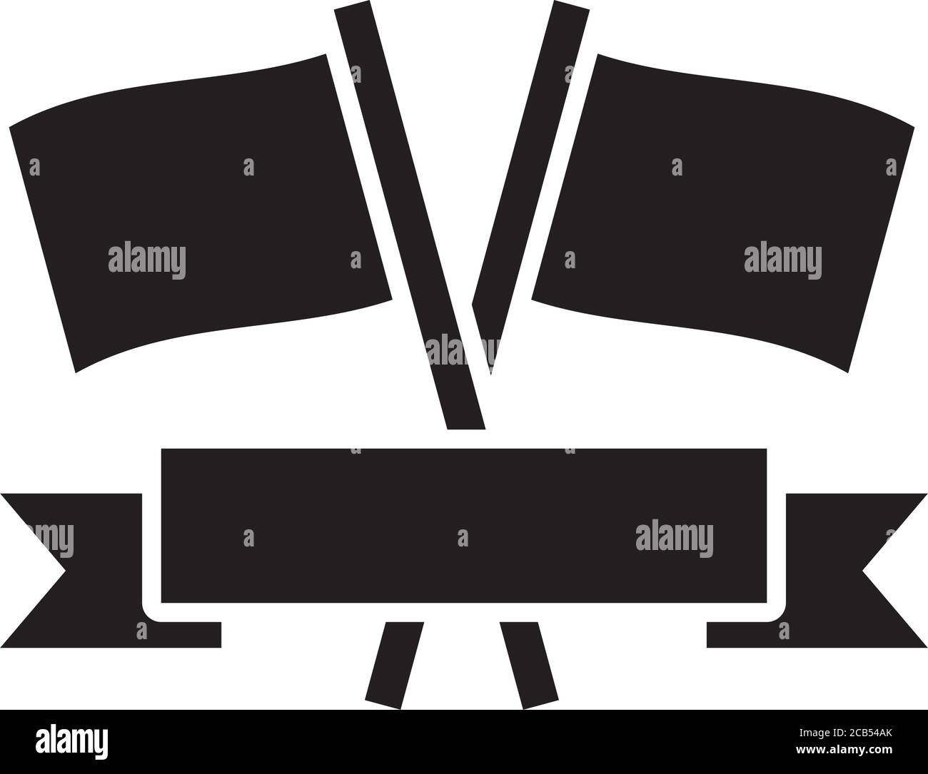 race flags and decorative ribbon over white background, silhouette ...