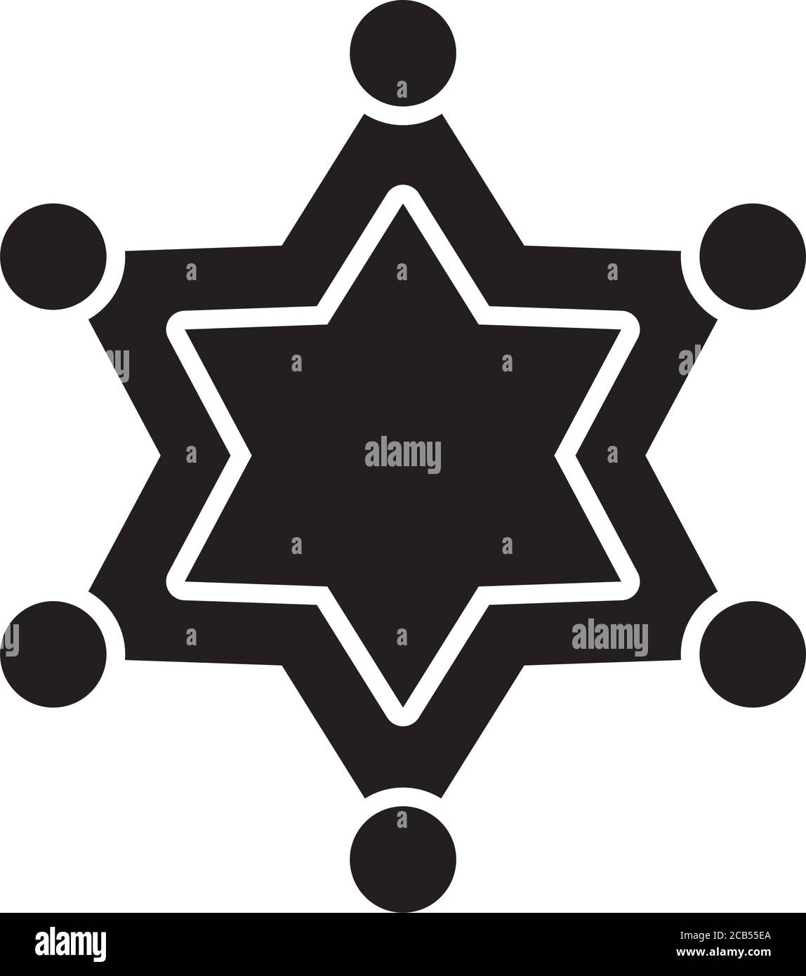 sheriff star icon over white background, silhouette style, vector ...