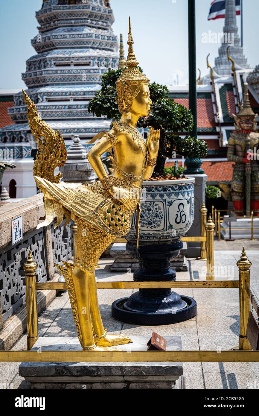 Bangkok/Thailand Temple of the Emerald Buddha Golden Sculture Stock Photo