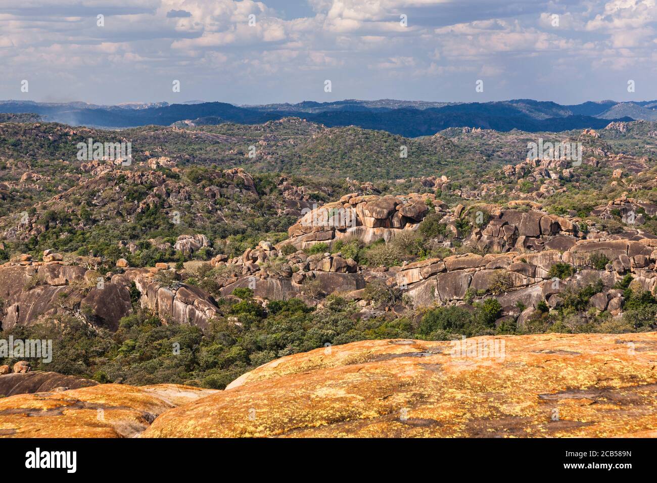 Matobo hills, dramatic natural rock formations, from hilltop of ...