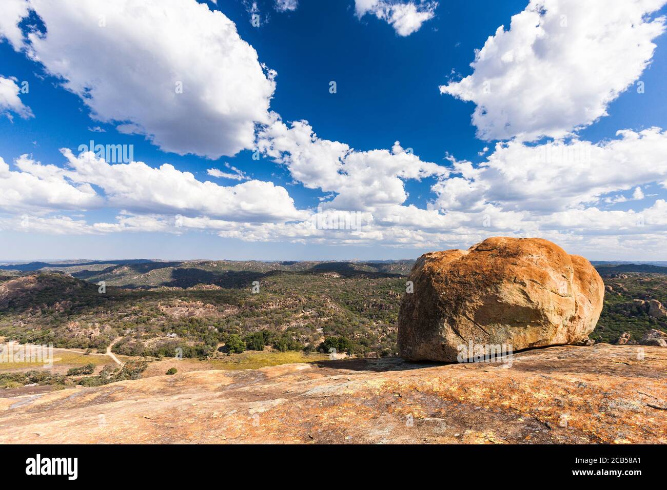 Matobo hills, dramatic natural rock formations, from hilltop of ...