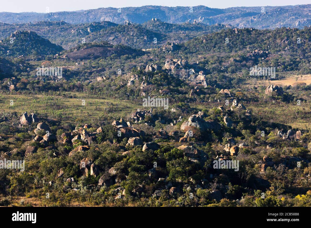 Matobo hills, dramatic natural rock formations, from hilltop of ...