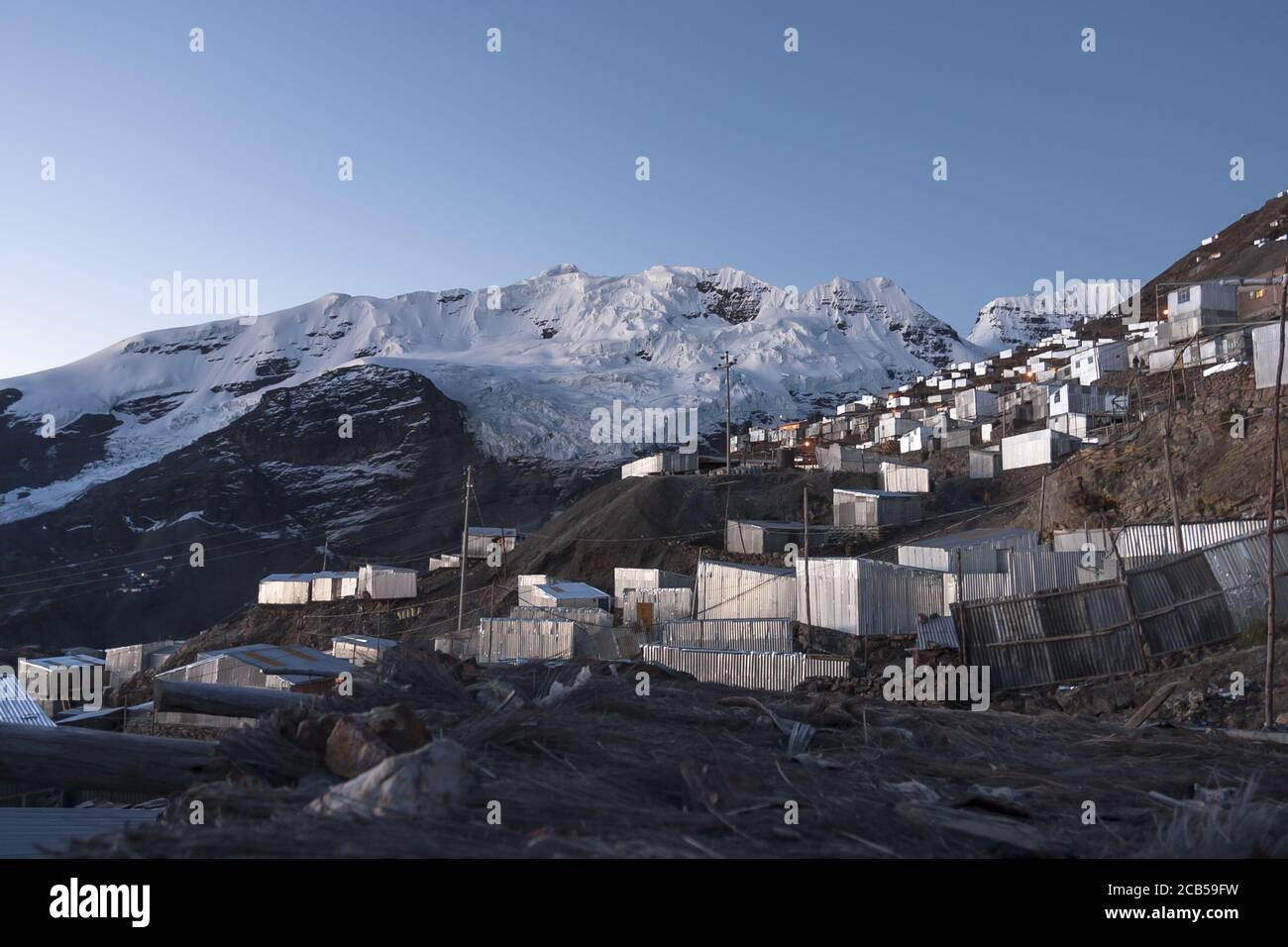 La Rinconada, Puno, Peru.  Residents of the world's highest city face great hardships in their seach for gold. Stock Photo