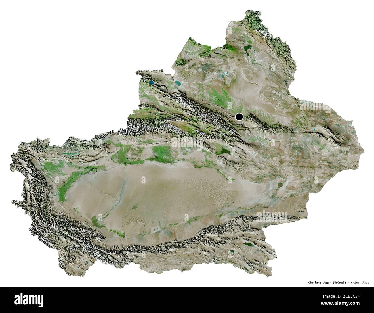 Shape Of Xinjiang Uygur Autonomous Region Of China With Its Capital Isolated On White Background Satellite Imagery 3d Rendering Stock Photo Alamy