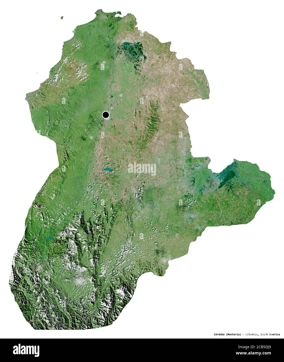 Shape of Córdoba, department of Colombia, with its capital isolated on  white background. Satellite imagery. 3D rendering Stock Photo - Alamy
