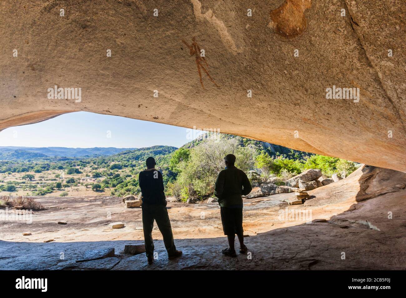 Matobo hills, 'Silozwane cave' rock painting site, rock art, Matobo National Park, suburbs of Bulawayo, Matabeleland South, Zimbabwe, Africa Stock Photo