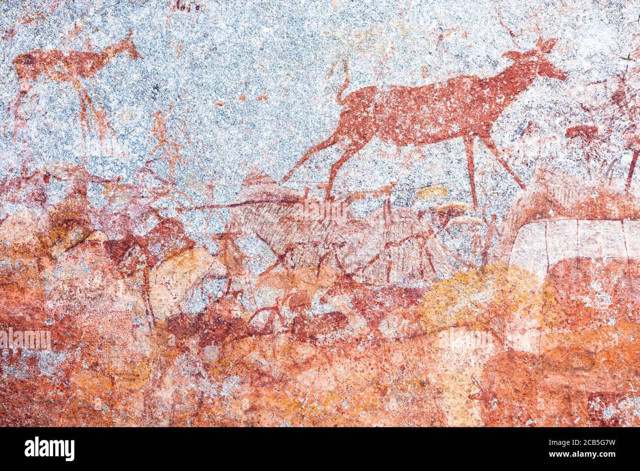 Matobo hills, 'Nswatugi cave' rock painting site, rock art, Matobo National Park, suburbs of Bulawayo, Matabeleland South, Zimbabwe, Africa Stock Photo