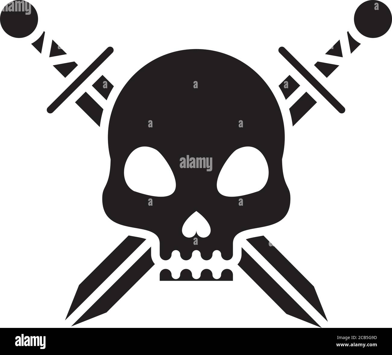 death skull head with swords crossed silhouette style icon vector illustration design Stock Vector