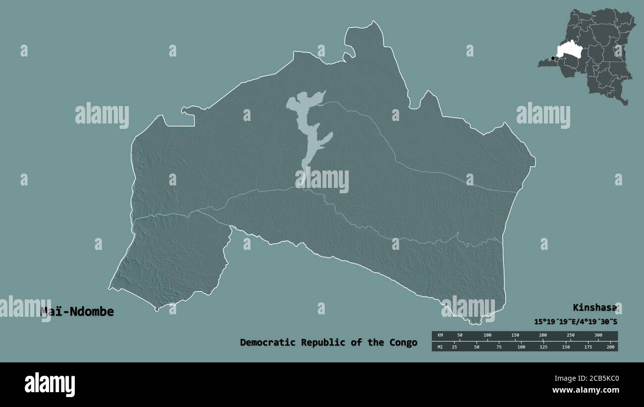 Engombe Mapa Rd Shape of Maï-Ndombe, province of Democratic Republic of the Congo, with ...
