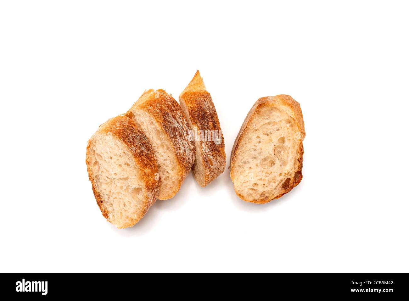 White baguette pieces isolated on white background Stock Photo - Alamy
