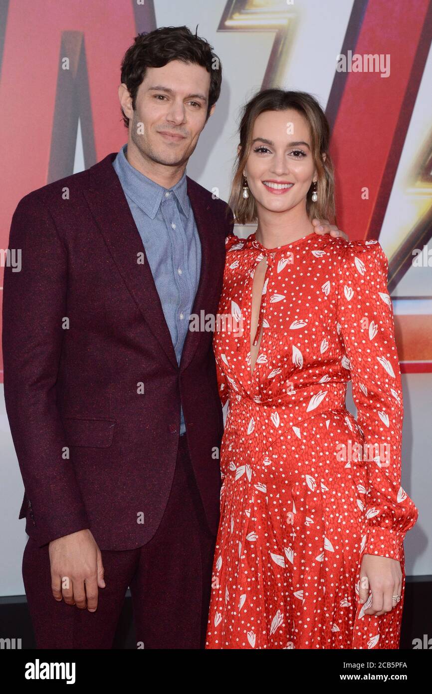 LOS ANGELES - MAR 28:  Adam Brody, Leighton Meester at the 'Shazam' Premiere at the TCL Chinese Theater IMAX on March 28, 2019 in Los Angeles, CA Stock Photo