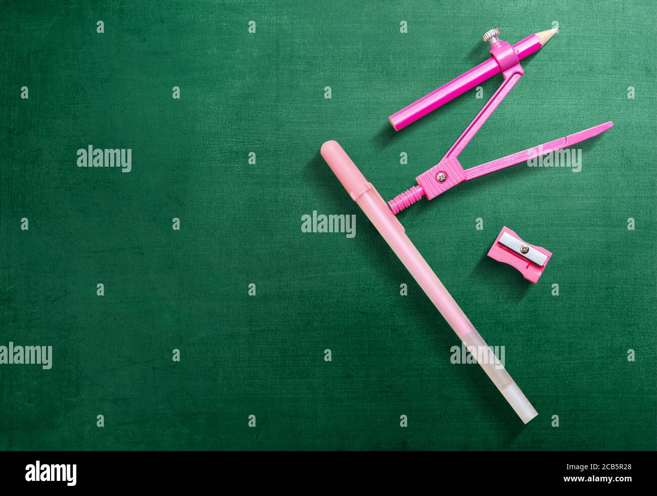 Stationery with a green background. Back to School concept Stock Photo ...