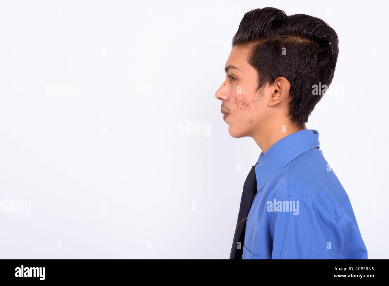 Profile of a Teenage Indian Boy Looking at outsides Stock Photo