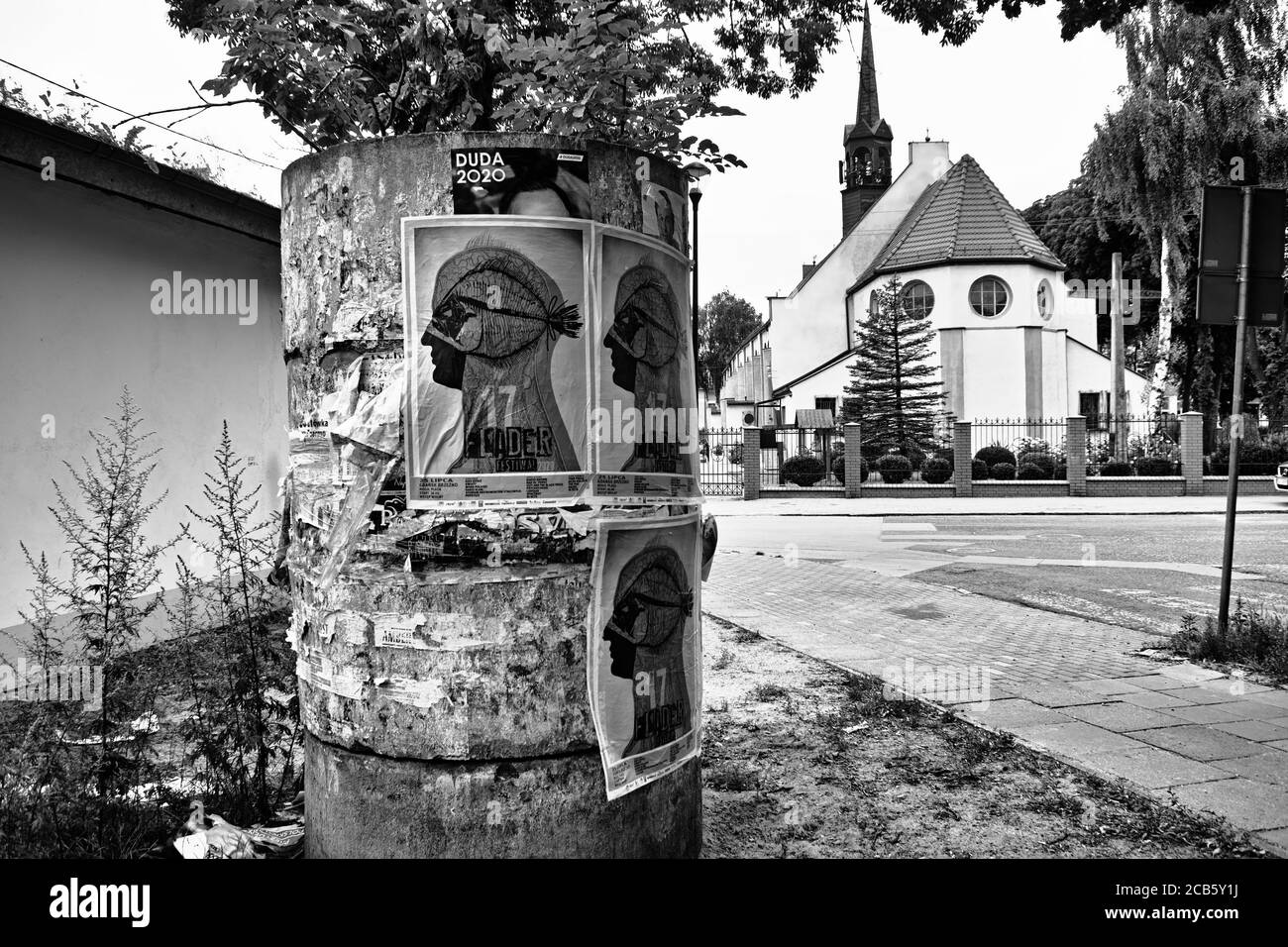 A few day after election campaign time, Poles choose the president of their country. Gdansk Poland. Candidate posters, artistic look in black and whit Stock Photo