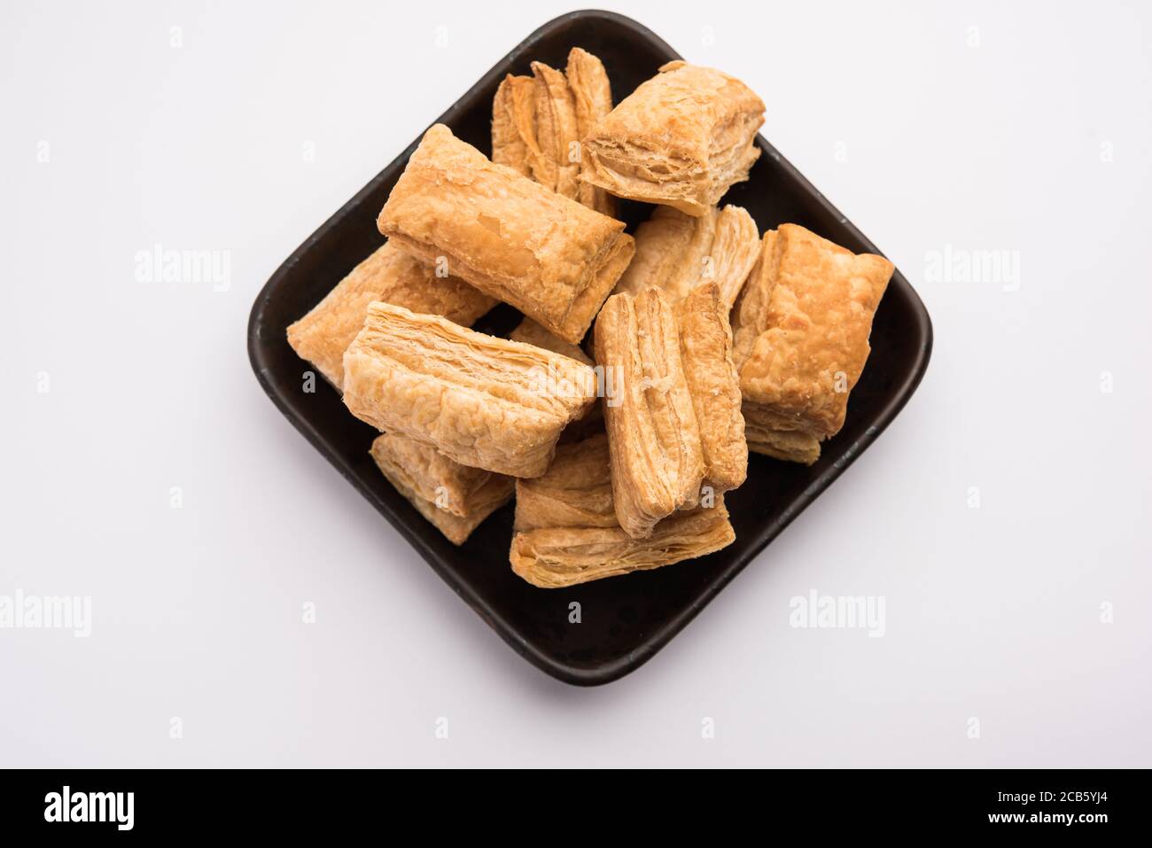 Khari Puff biscuit or crispy pastry is an Indian tea time snack Stock Photo
