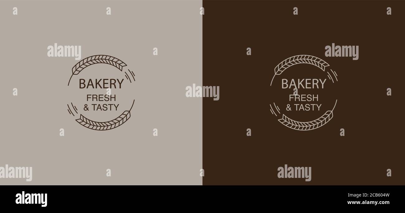 set of brown bakery labels with fresh and tasty lettering Stock Vector ...