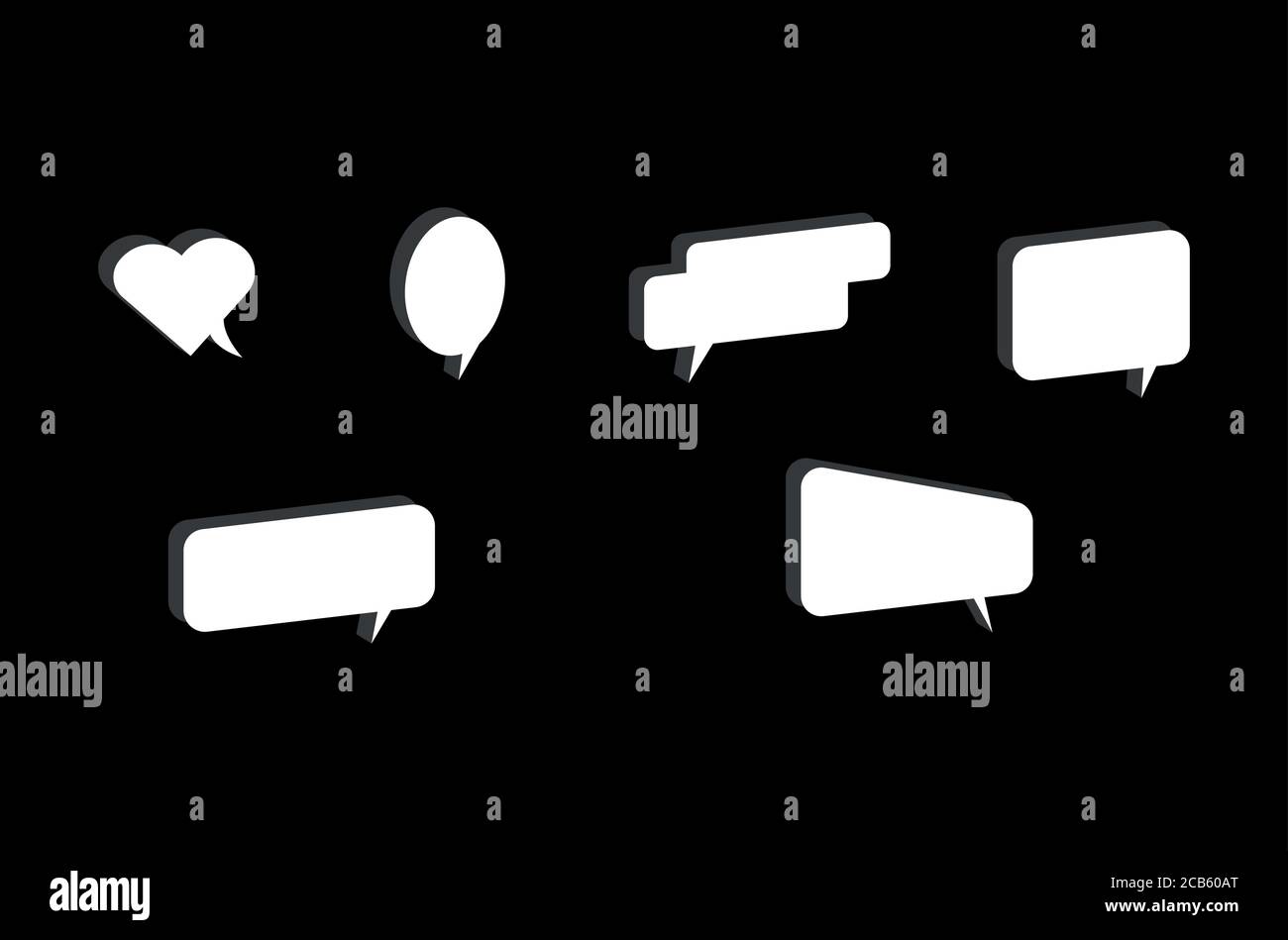set of empty white speech bubbles on black background Stock Vector ...