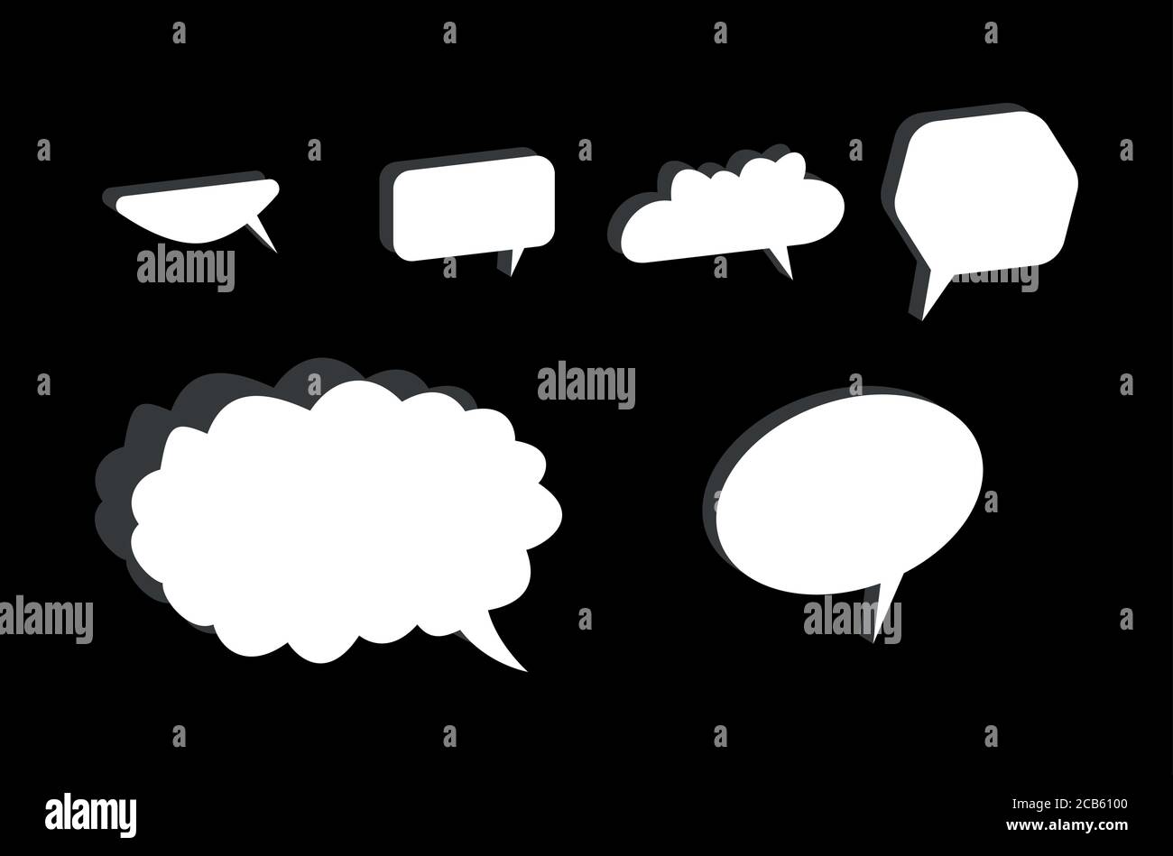 set of empty white speech bubbles on black background Stock Vector ...