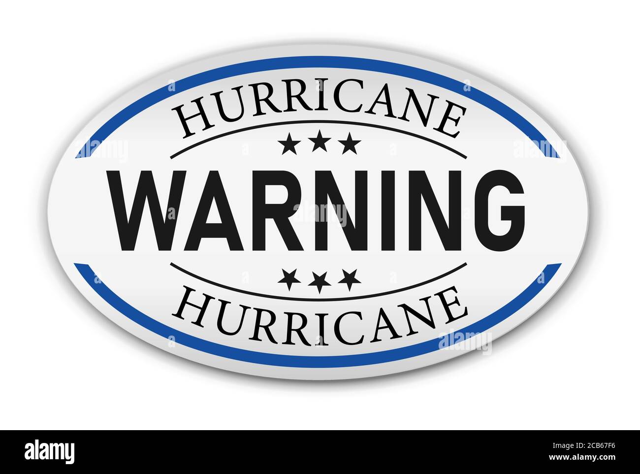 blue Hurricane warning Vector mark, badge illustration on white background. Stock Vector