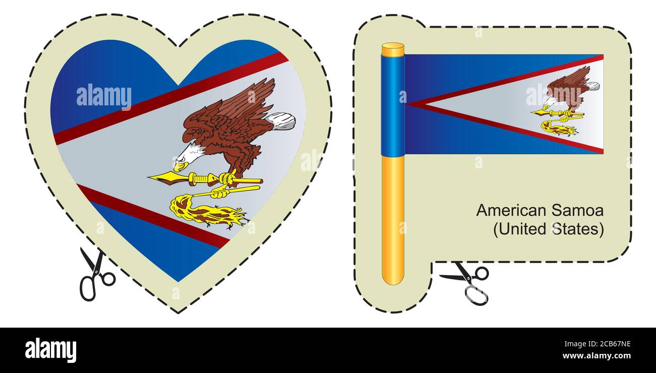 Flag of American Samoa. Territories of the United States. Vector cut