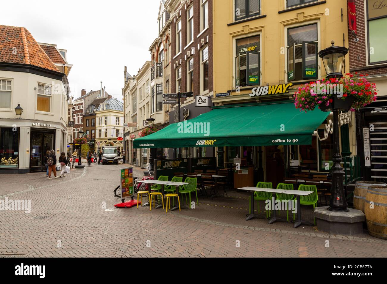 Subway shop in a shopping street in Utrecht Stock Photo