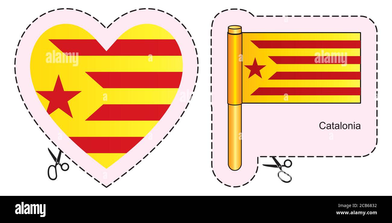 Flag Spanish-catalan heart, white background