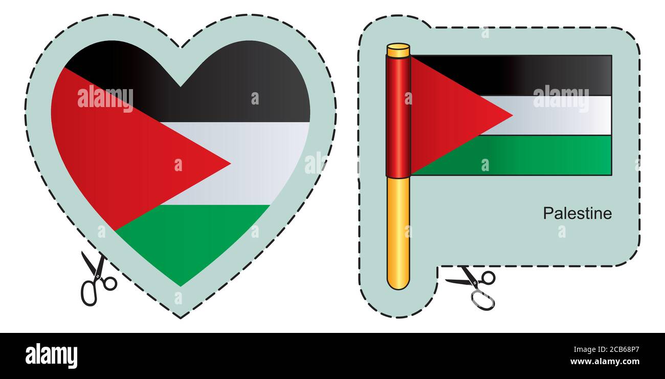 Palestinian flag. Vector cut sign here, isolated on white. Can be used ...