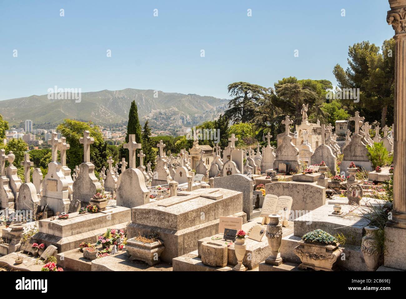 graves in cemetery Cimetière SaintPierre Marseille France Stock Photo