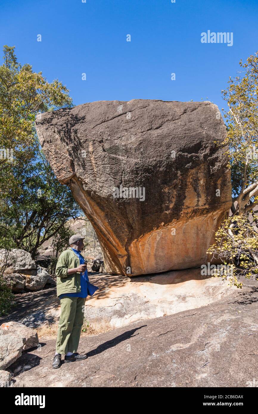 Matobo hills, paintings at rock shelter near Inanke cave, rock art, Matobo National Park, suburbs of Bulawayo, Matabeleland South, Zimbabwe, Africa Stock Photo