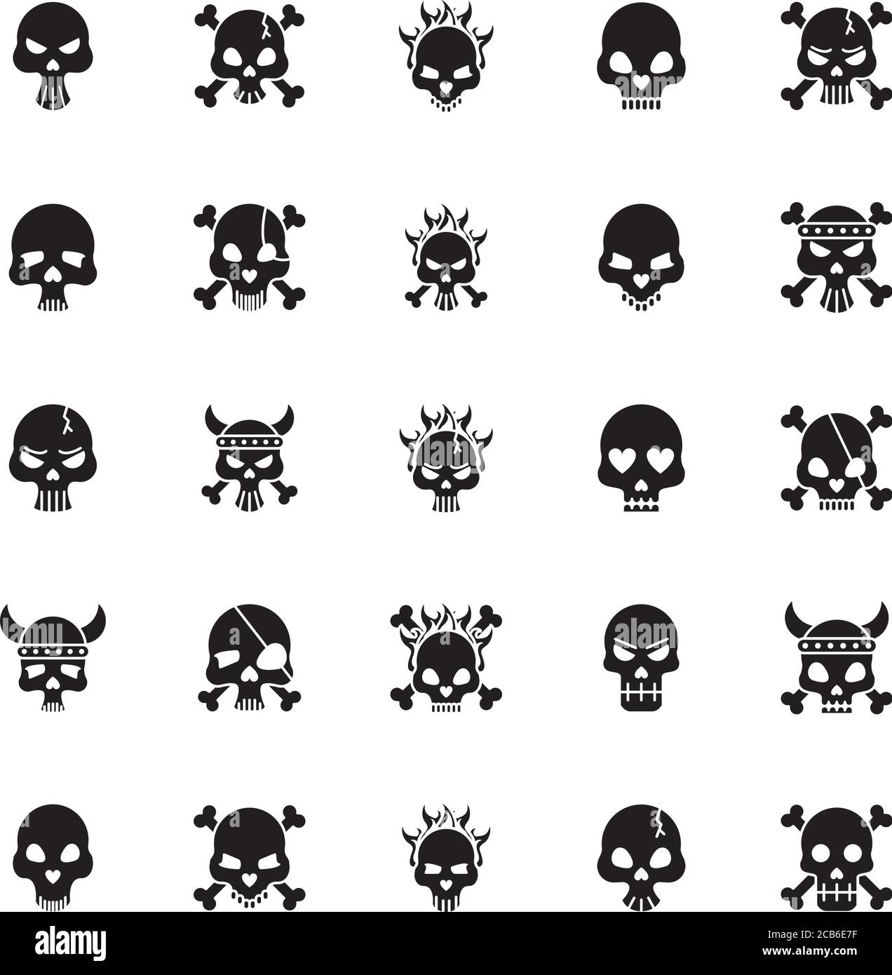 twenty five death skulls heads set collection icons vector illustration design Stock Vector