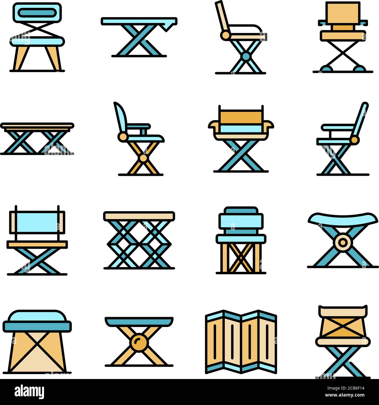 Folding furniture icons set vector flat Stock Vector
