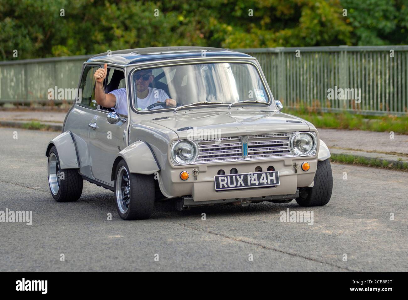 70s Modified custom 1970 Morris Clubman. Vehicular traffic moving vehicles, cars driving vehicle on UK roads, motors, motoring on the M6 motorway highway network. Stock Photo