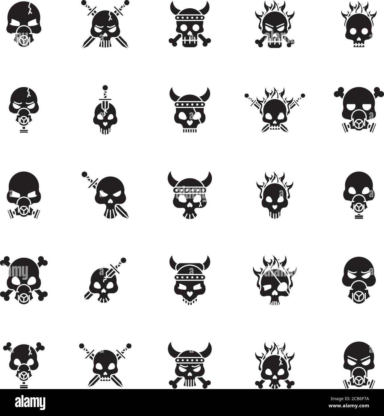 twenty five death skulls heads set icons vector illustration design Stock Vector