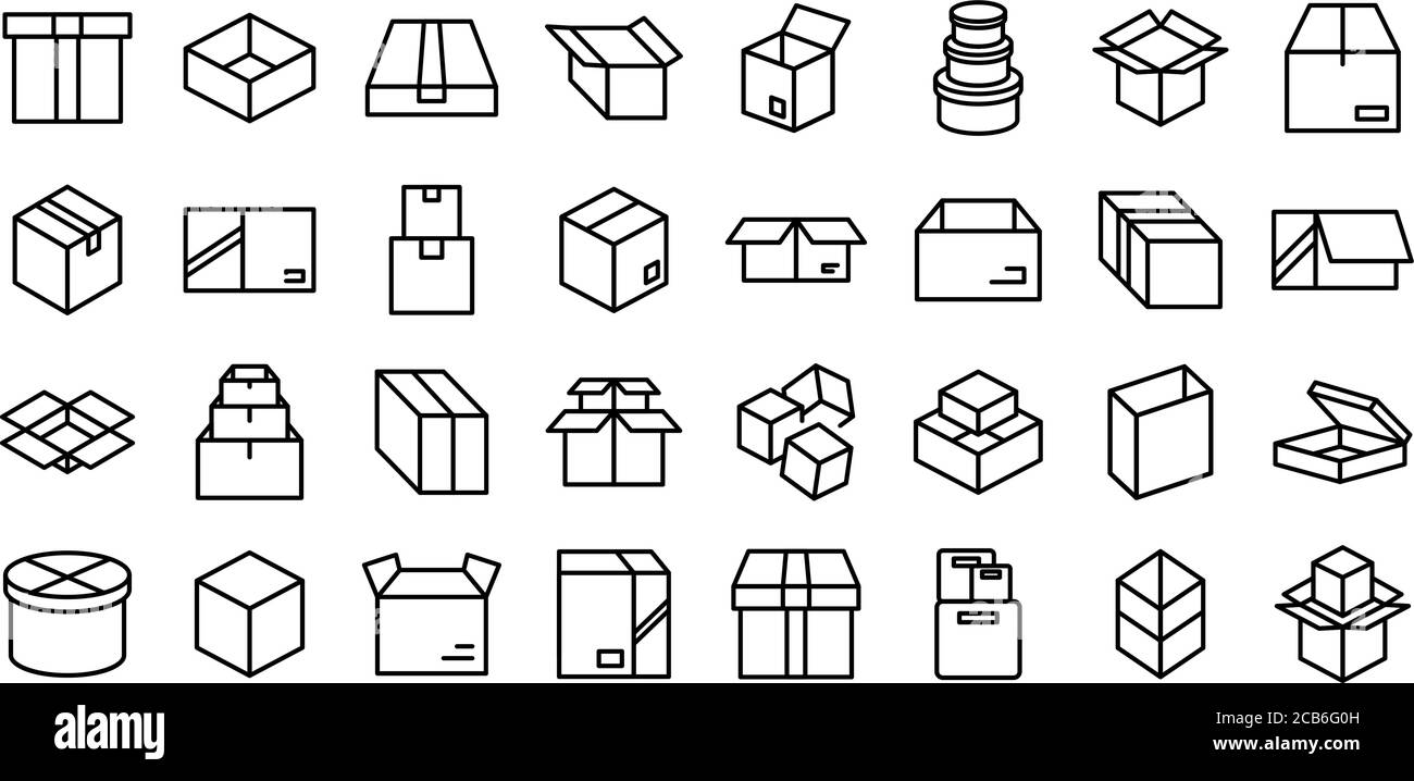 Box icons set, outline style Stock Vector Image & Art Alamy