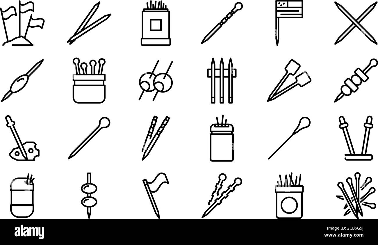 Toothpick icons set, outline style Stock Vector Image & Art - Alamy