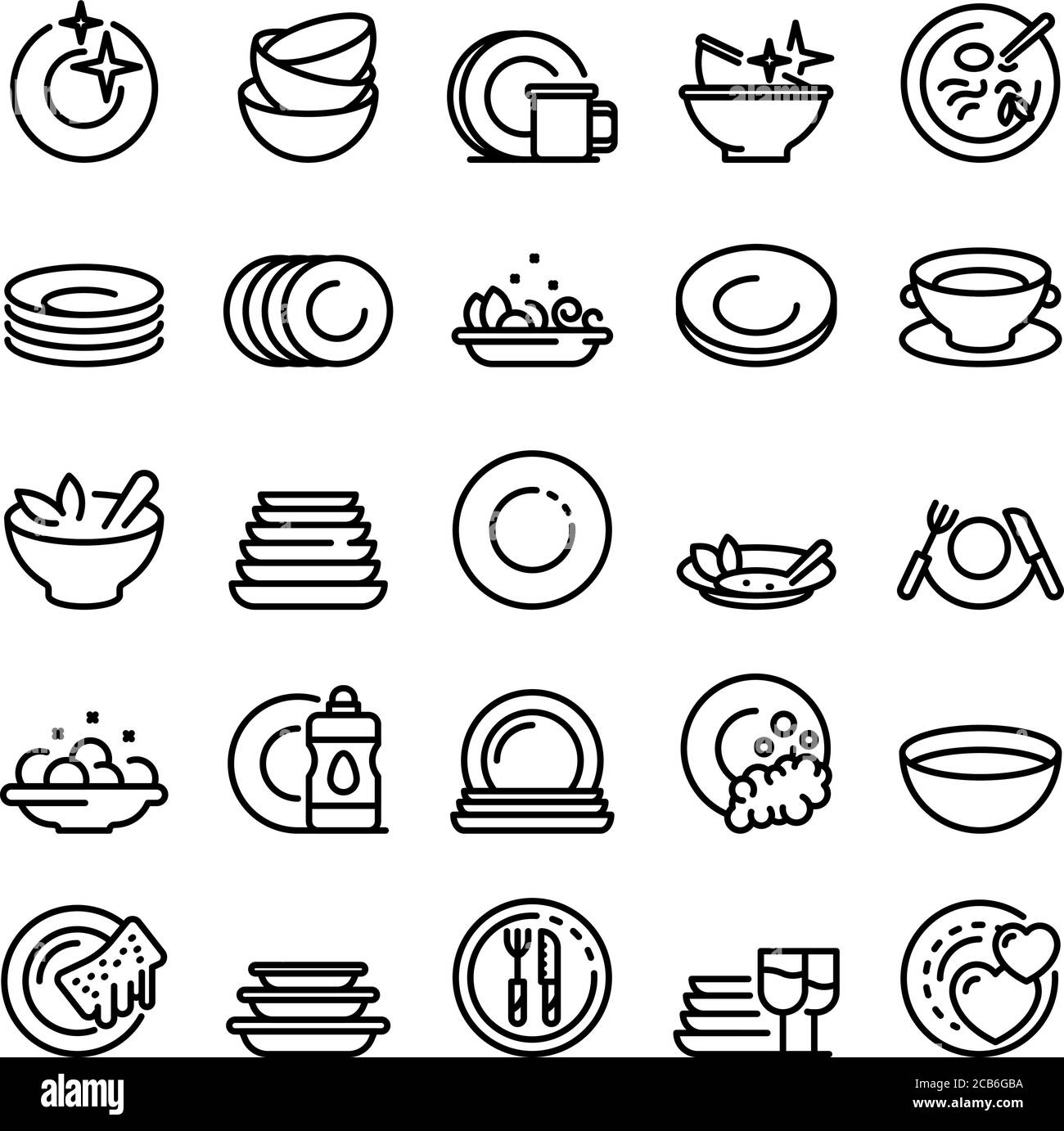 Plate icons set, outline style Stock Vector Image & Art - Alamy