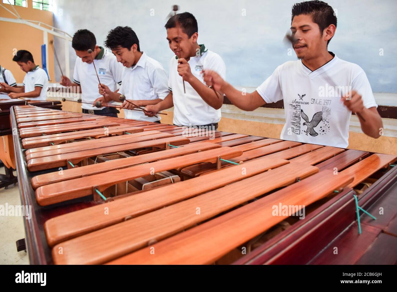 Guatemala City / Guatemala - August 27, 2015: group of young indigenous