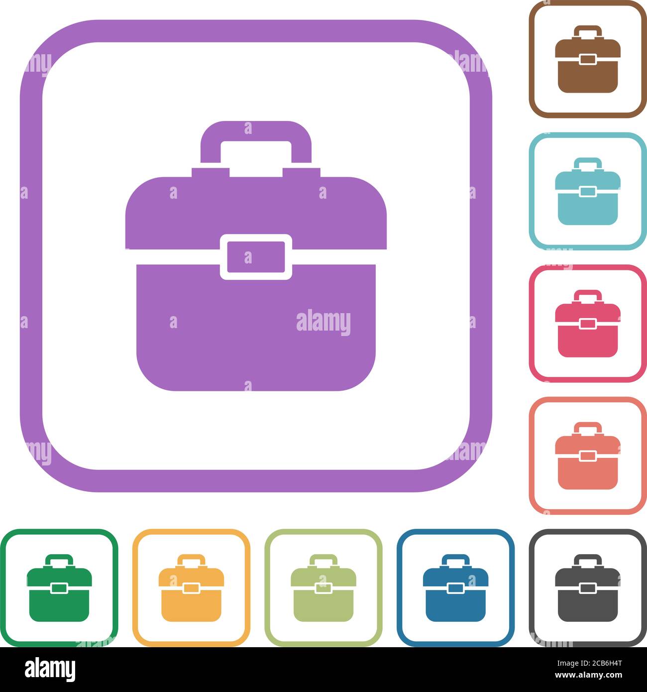 Toolbox simple icons in color rounded square frames on white background ...