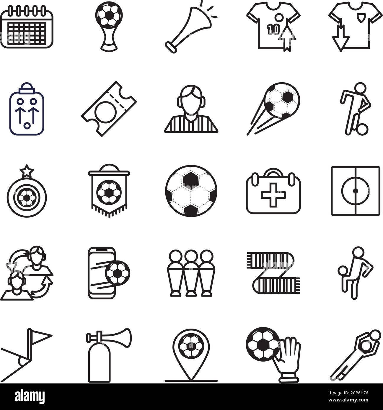 twenty five soccer football sport set collection icons vector ...