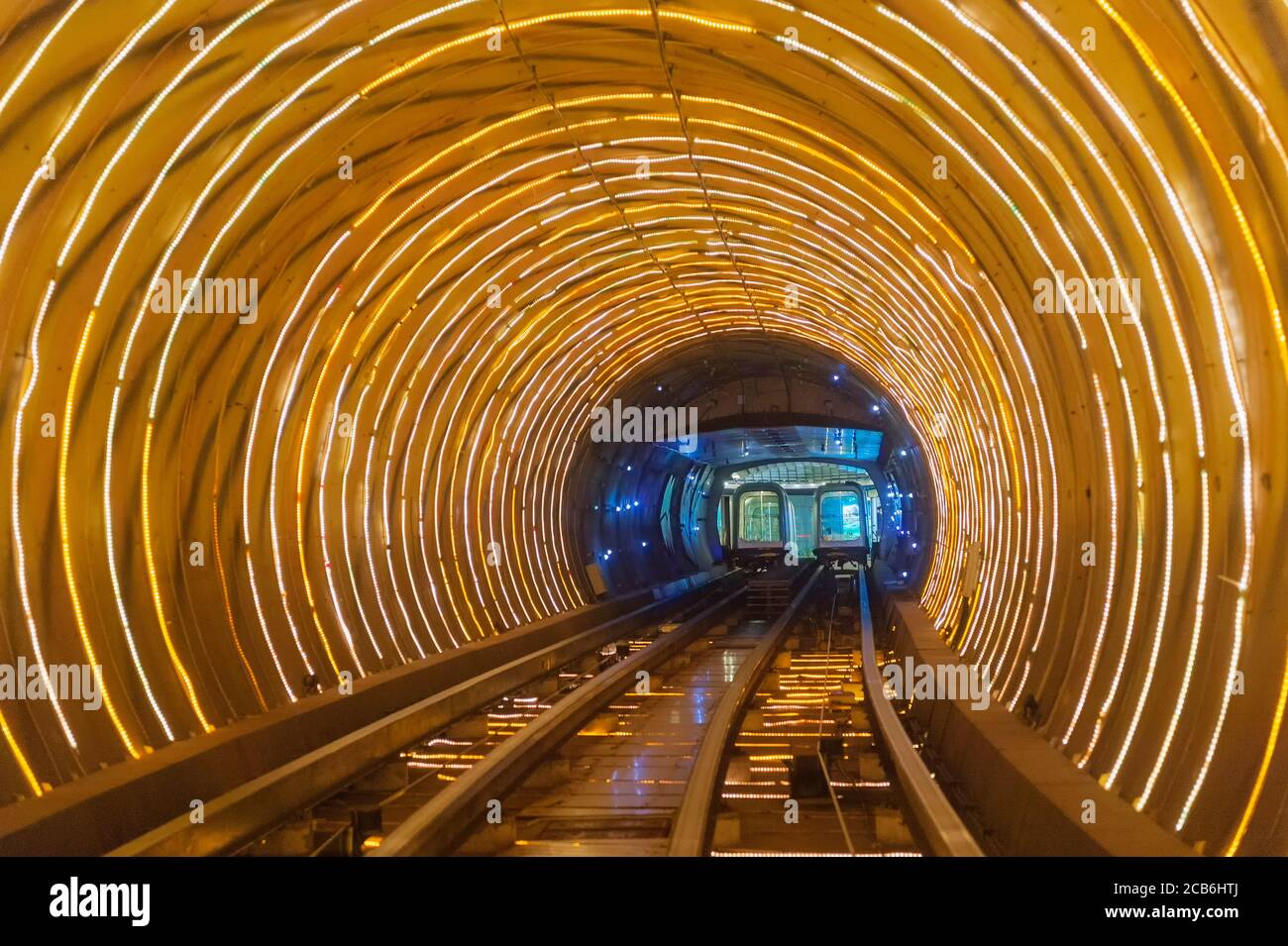 Bund Sightseeing Tunnel, Pudong, Shanghai, China Stock Photo
