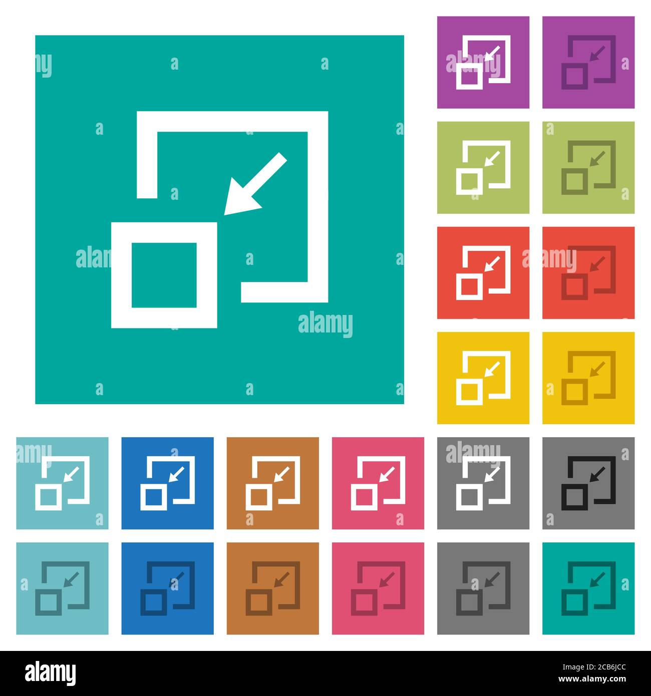 Shrink window multi colored flat icons on plain square backgrounds ...