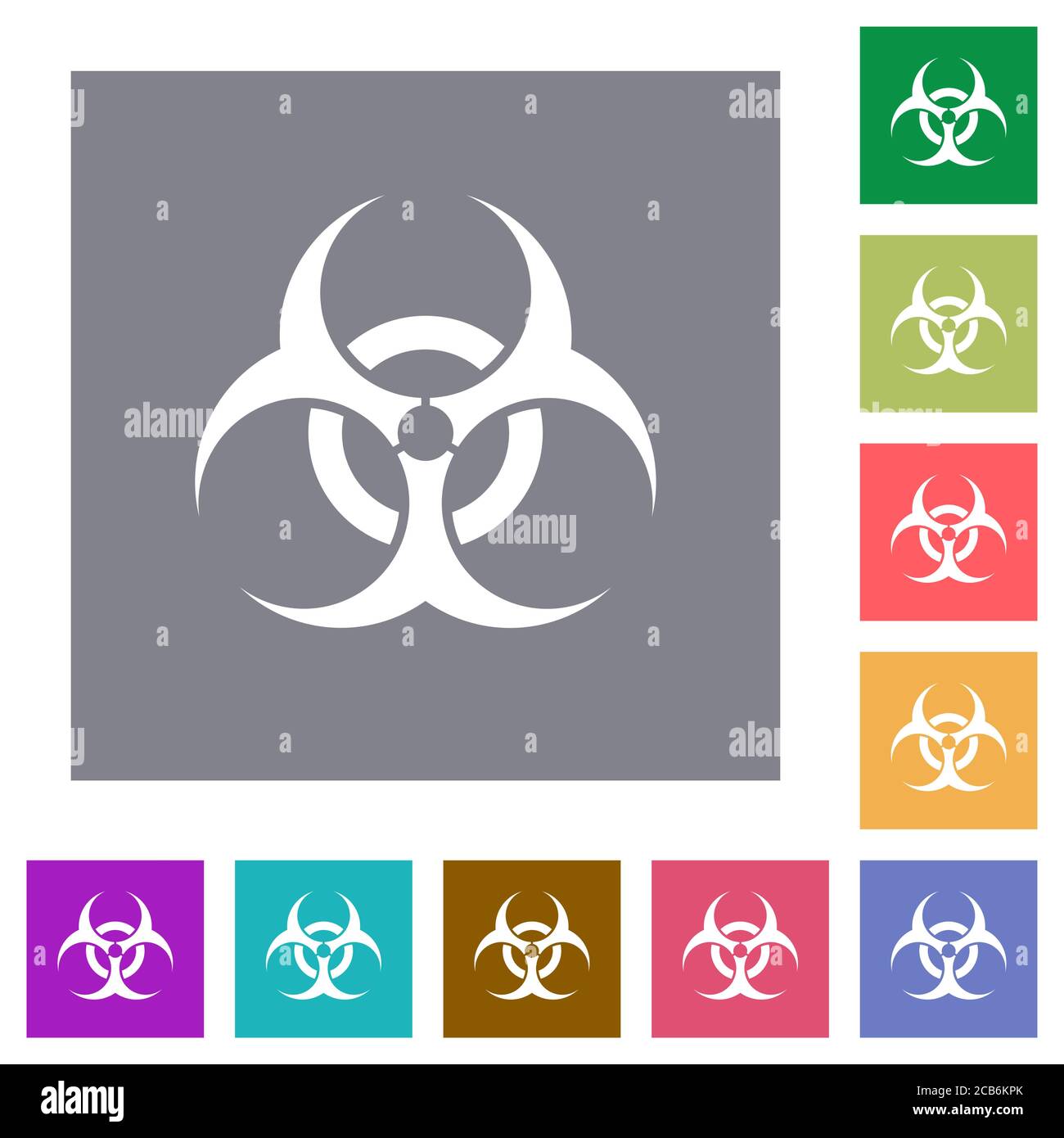 Biohazard sign flat icons on simple color square backgrounds Stock ...