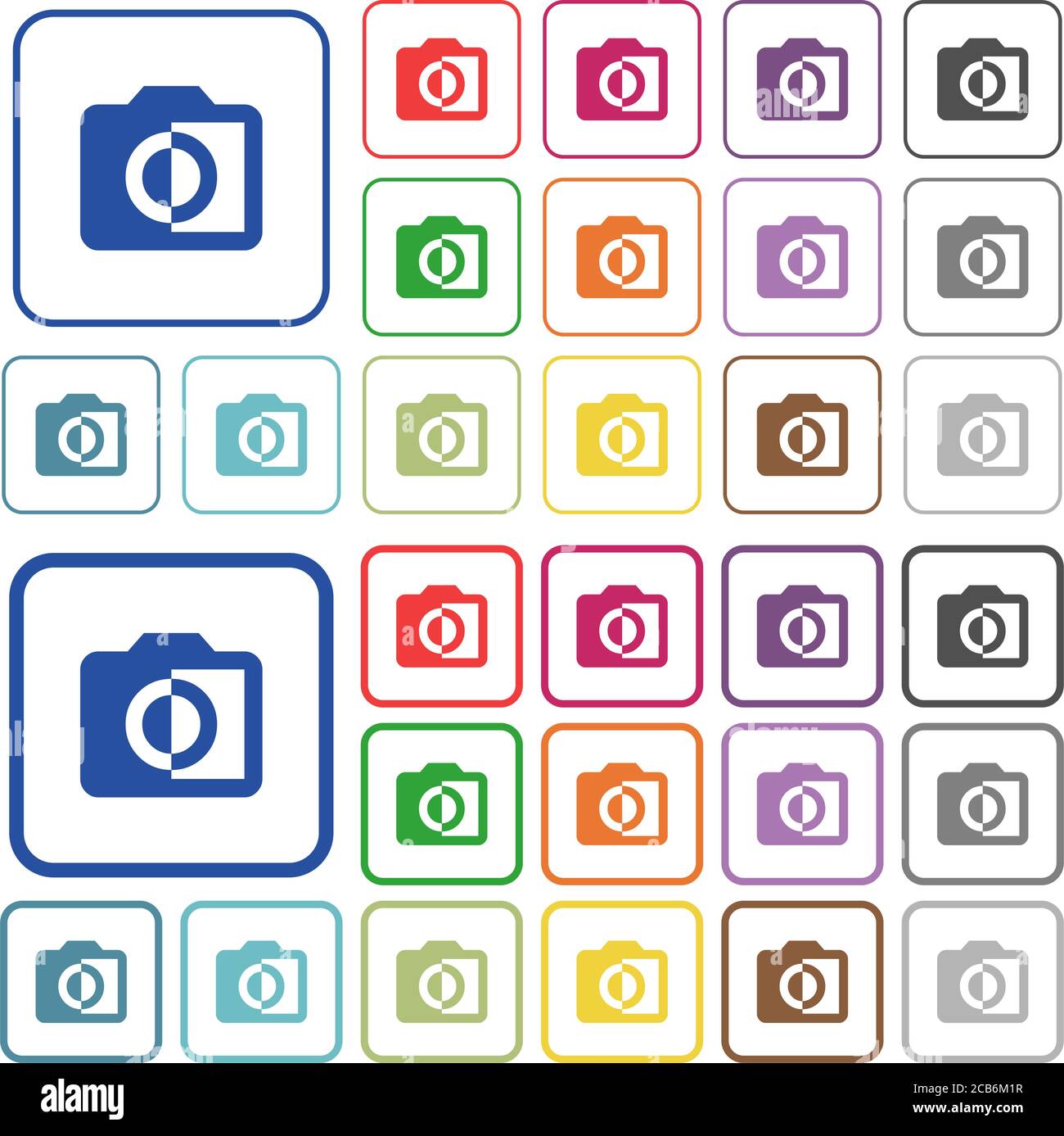 Monochrome photos color flat icons in rounded square frames. Thin and ...
